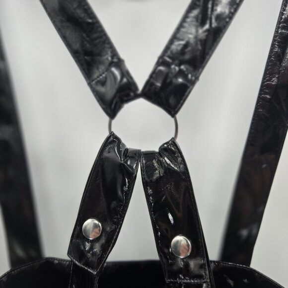 Social Collision Black Faux Leather Alt Goth Suspender Mini Skirt Small - Picture 4 of 10